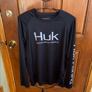 Huk Black‎ Long Sleeve Pursuit Crew Performance Fishing Long Sleeve Sz M Shirt